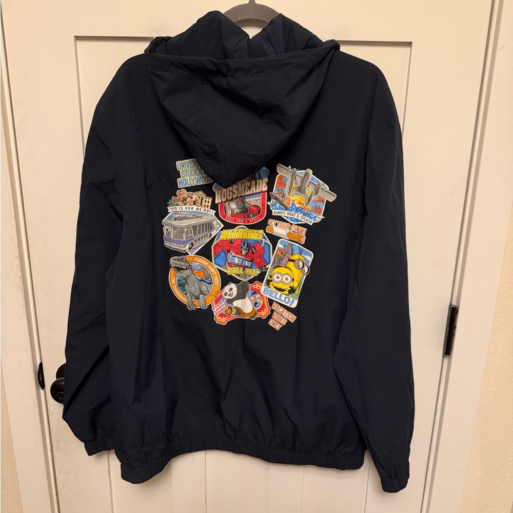 Universal Studios Hollywood Navy Blue Windbreaker Size Large Zip Up NWT
